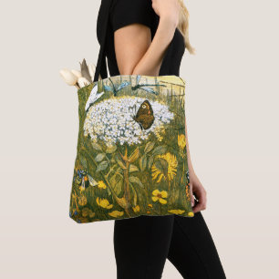 Dutch Art Nouveau Meadow Wildflowers, Butterflies Tote Bag