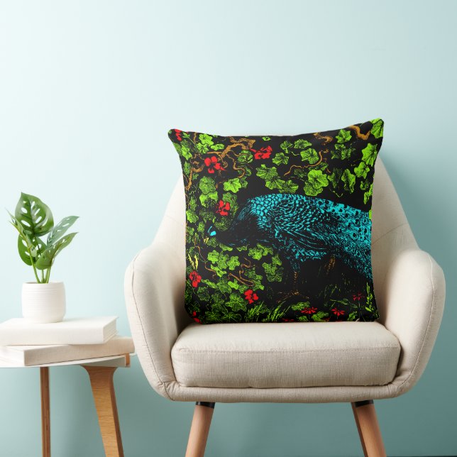 Dutch Art Nouveau Peacock and Butterfly  Cushion (Chair)