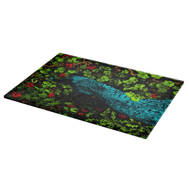 Dutch Art Nouveau Peacock and Butterfly  Cutting Board (Corner)