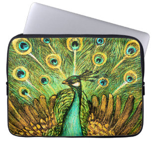 Dutch Art Nouveau Peacock and Chickens Laptop Sleeve