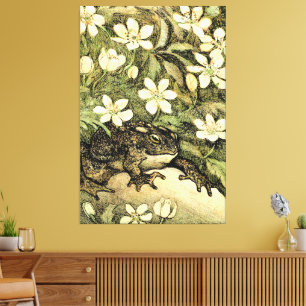Dutch Art Nouveau Toad and Dogwood Canvas Print