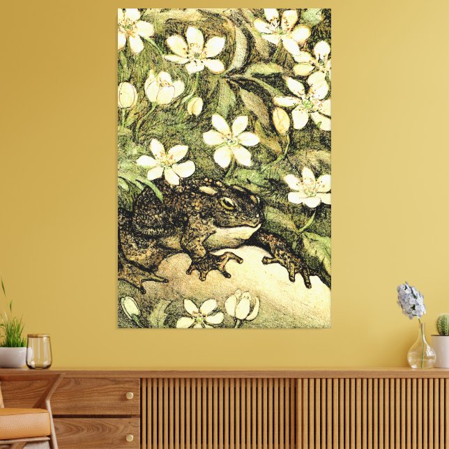 Dutch Art Nouveau Toad and Dogwood  Canvas Print (Insitu(LivingRoom))