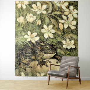 Dutch Art Nouveau Toad and Dogwood Tapestry
