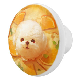 Dutch Baby Pancake with Cute Dog Ice Cream Ceramic Knob