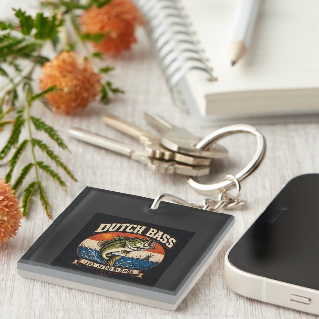 Dutch Bass Fish T-Shirt Key Ring (Front Right)