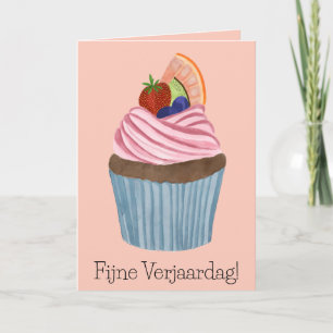 Dutch Birthday Fruit Cupcake Card