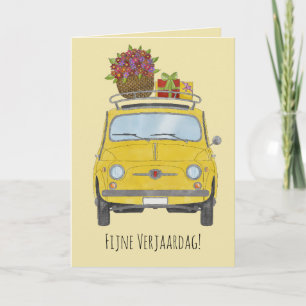Dutch Birthday Retro Fiat 500 Card
