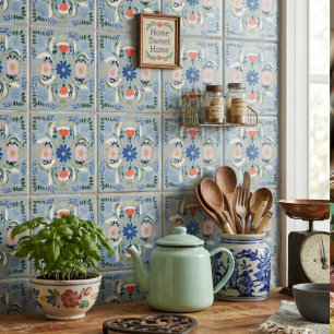 Dutch Blue Floral Cottage Tile