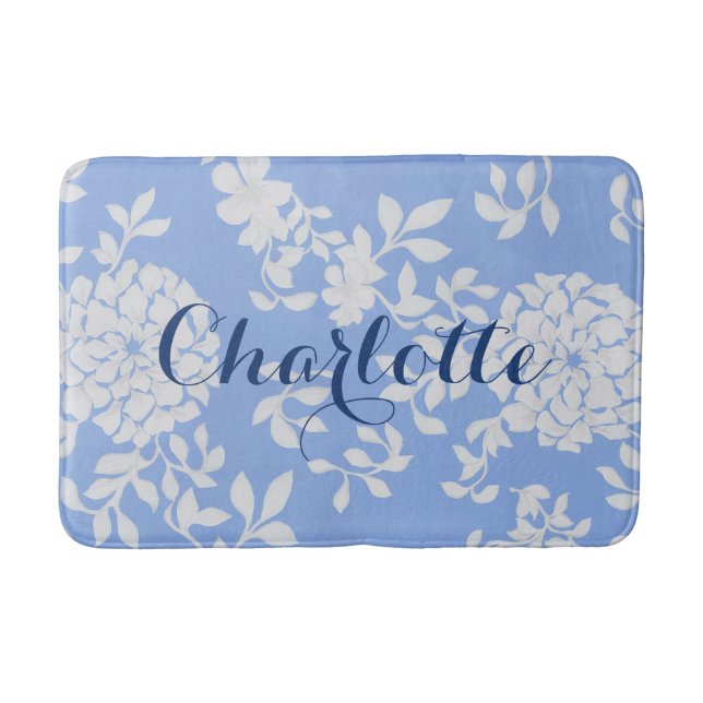 Dutch Blue Floral Delft Style Bath Mat (Front)