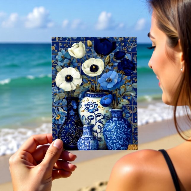 Dutch Blue Floral Still Life Postcard (Creator Uploaded)