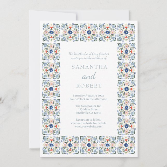 Dutch Blue Tile Wedding Invitation (Front)