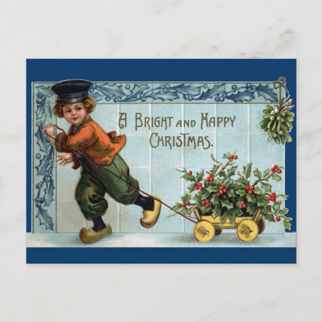 Dutch Boy Vintage Christmas Holiday Postcard (Front)
