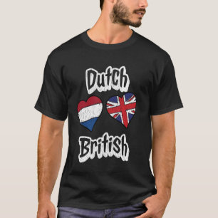 Dutch British Flag Heart Combo Netherlands UK Dist T-Shirt