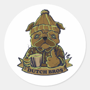 Dutch Bros Coffee Dog Classic Round Sticker