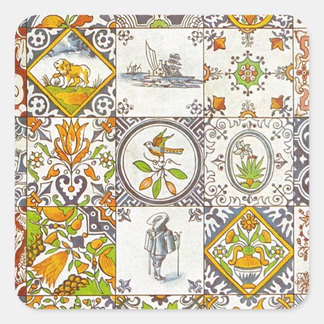 Dutch Ceramic Tiles Square Sticker (Front)