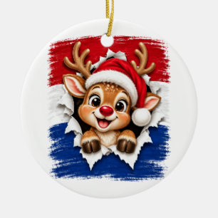 Dutch Christmas Reindeer Ceramic Tree Decoration