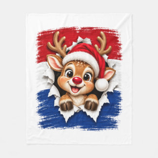 Dutch Christmas Reindeer Fleece Blanket