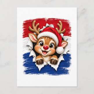 Dutch Christmas Reindeer Invitation Postcard