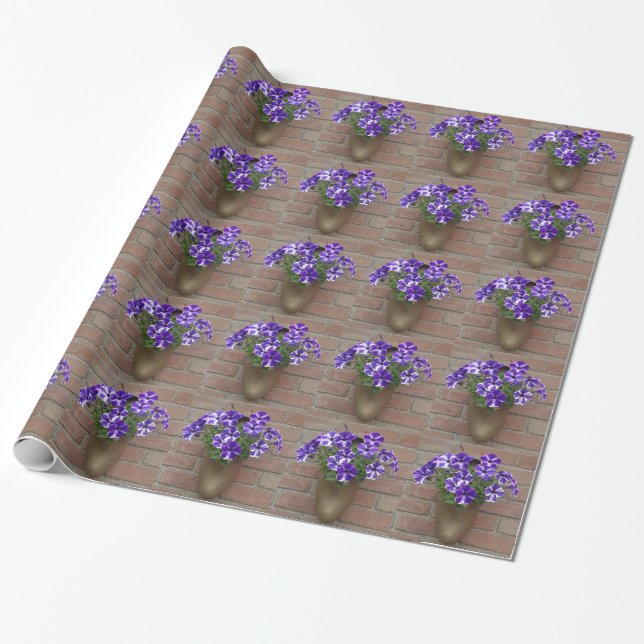 Dutch Clog with Purple Blue White Violet on Wall Wrapping Paper (Unrolled)