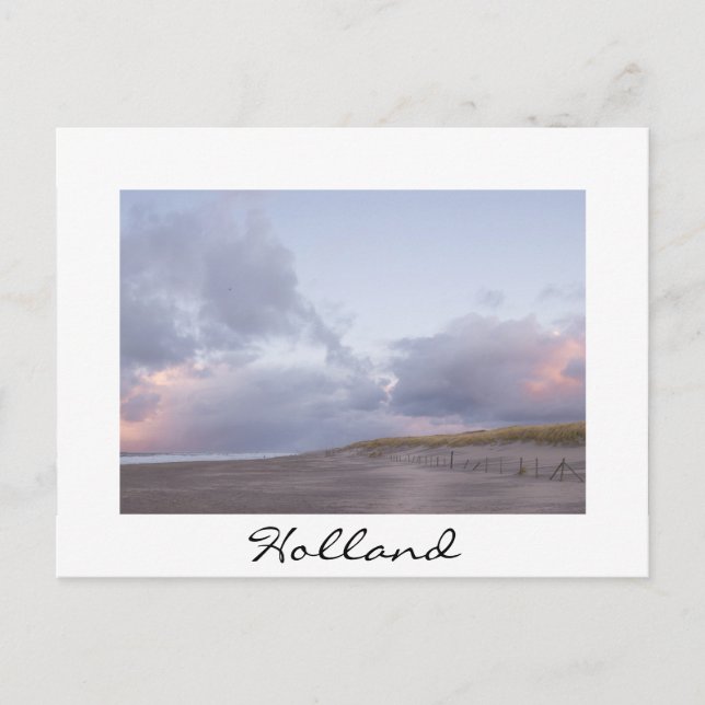 Dutch coast sunset in Holland white postcard (Front)