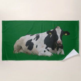 Dutch Cow in Cow Pattern Cust. BG Beach Towel