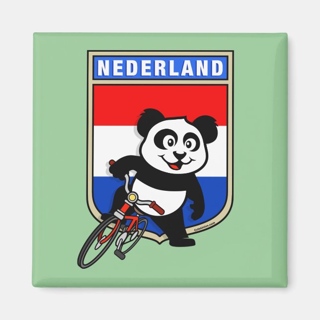 Dutch Cycling Panda Magnet (Front)