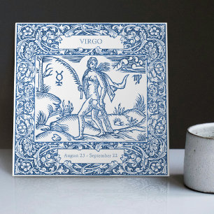 Dutch Delft Blue Virgo Vintage Zodiac Sign Tile