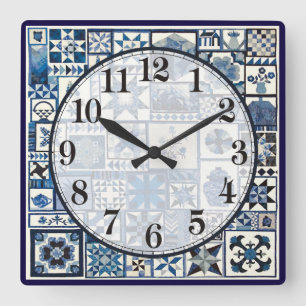 Dutch Delft Square Wall Clock