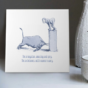 Dutch Delft Wilhelm Busch Inspired Playful Decor Tile