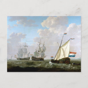 Dutch East India Company Ships by Jacob van Strij Postcard