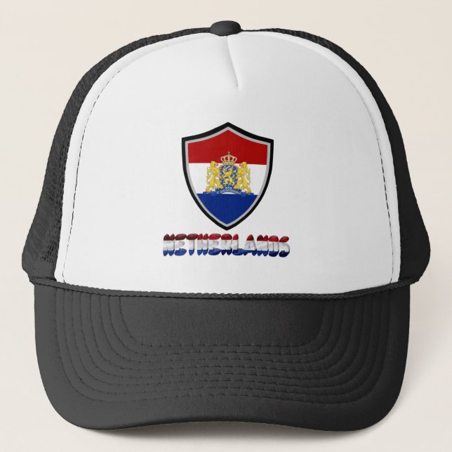 Dutch flag-coat arms trucker hat (Front)