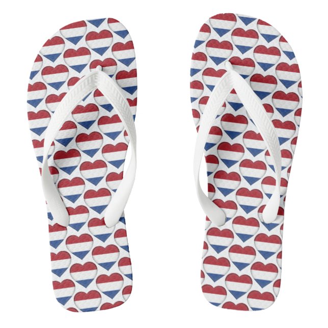 Dutch Flag Colours Hearts Pattern Patriotic Jandals (Footbed)