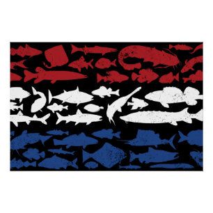 Dutch Flag Made of Fish – Fishing Design for Angle Poster