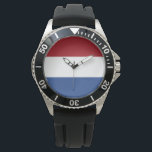 Dutch Flag Watch<br><div class="desc">This design features the national flag of the Netherlands (informally known as Holland), which is a country primarily located in Western Europe and partly in the Caribbean, forming the largest constituent country of the Kingdom of the Netherlands. In Europe, it consists of 12 provinces that border Germany to the east,...</div>