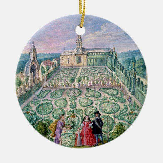 Dutch Garden, 1650 (w/c on paper) Ceramic Tree Decoration (Front)