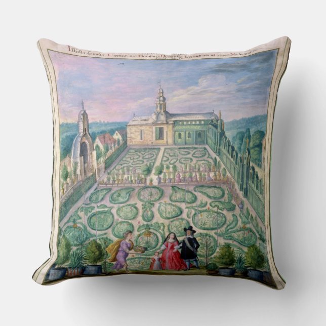 Dutch Garden, 1650 (w/c on paper) Cushion (Front)