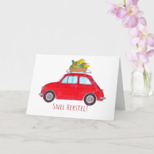 Dutch Get well Red Retro Fiat 500 Card