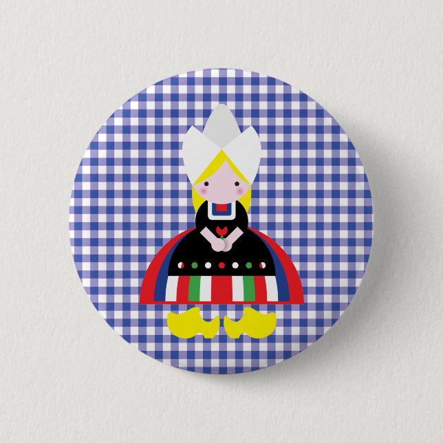 Dutch girl 6 cm round badge (Front)