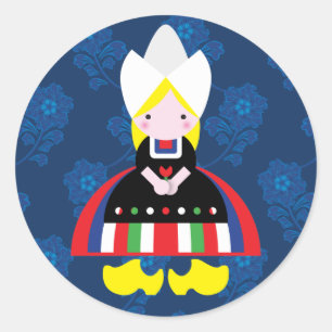 Dutch girl classic round sticker