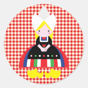Dutch girl classic round sticker