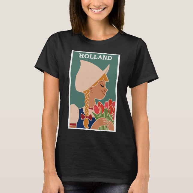 Dutch Holland Girl With Tulips Pullover Hoodie (Front)