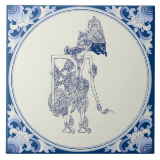 Dutch-Indonesian Shadow Puppet Delft Blauw. Tile