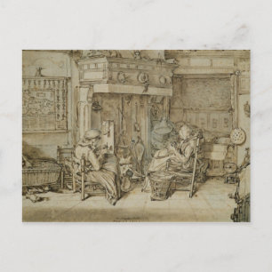 Dutch interior, 1617 postcard