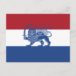 Dutch Iranian Lion and Sun Heritage Flag Postcard