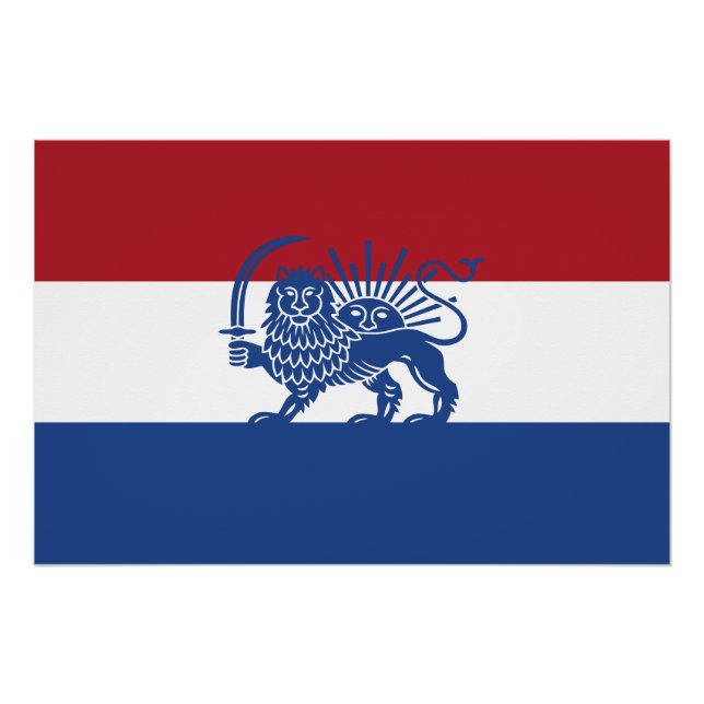 Dutch Iranian Lion and Sun Heritage Flag Poster (Front)