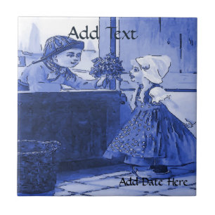Dutch Kids Flowers  Tile, Dutch Look, Personalise Tile