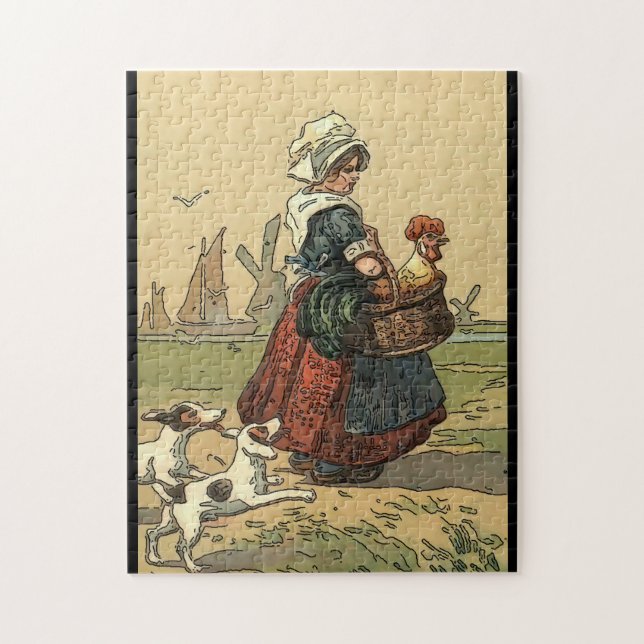 Dutch Lady with dog, Jigsaw Puzzle (Vertical)
