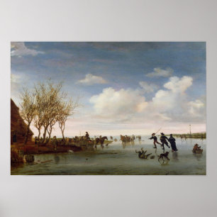 Dutch landscape with Skaters Poster