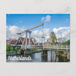 Dutch lifting wooden bridge in Netherlands Postcard