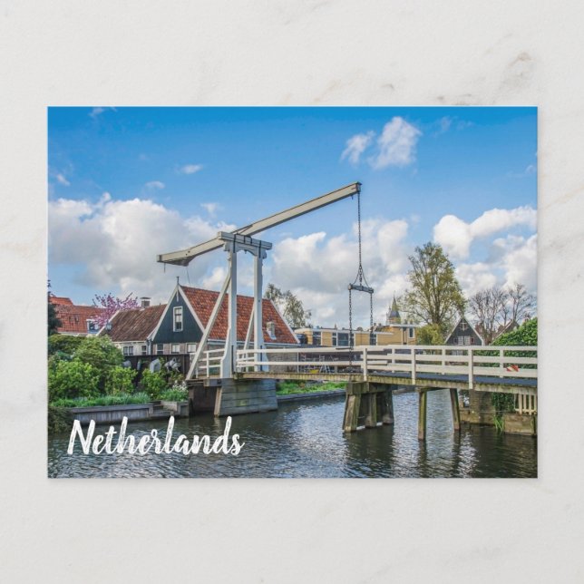Dutch lifting wooden bridge postcard (Front)